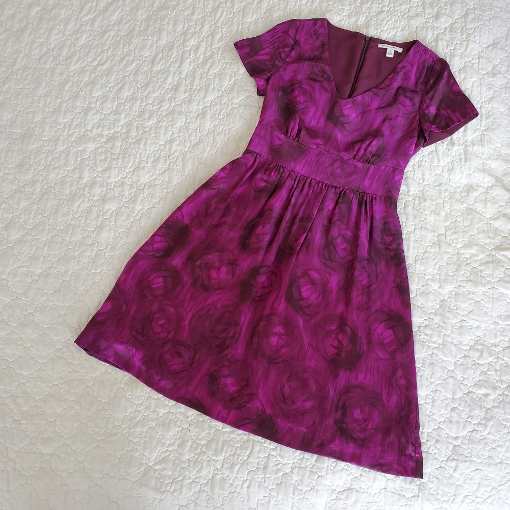 Banana Republic Purple Floral Silk Dress